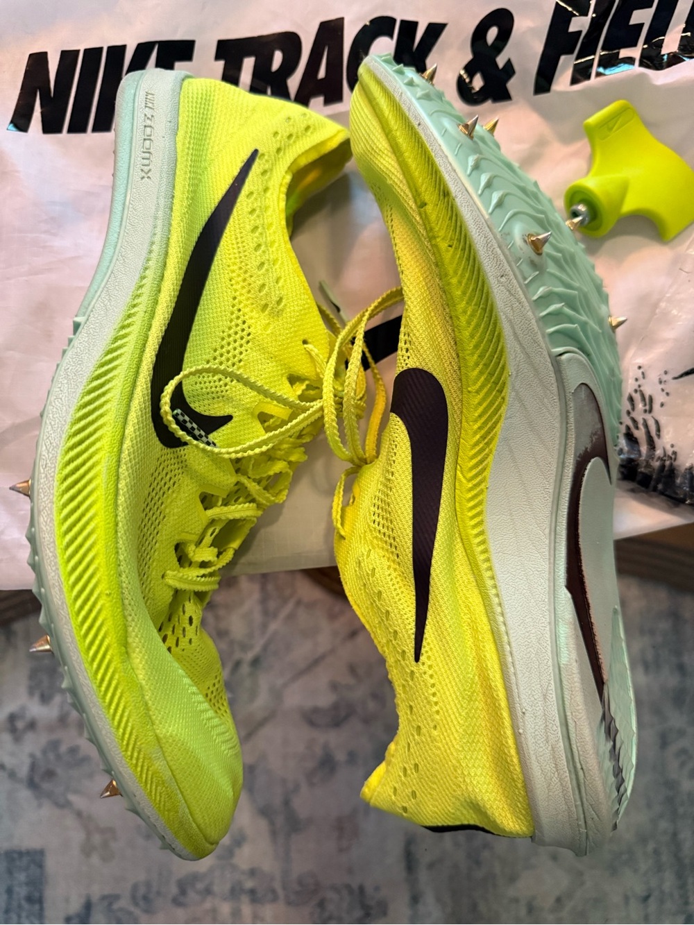 Nike ZoomX Dragonfly ‘Volt Mint Foam’ Track & Field Spikes Black Swoosh Sz 11 - Picture 4 of 15